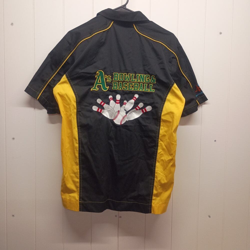 Oakland As Bowling Shirt Small Mens Black Yellow Baseball Embroidered NorCal NCB